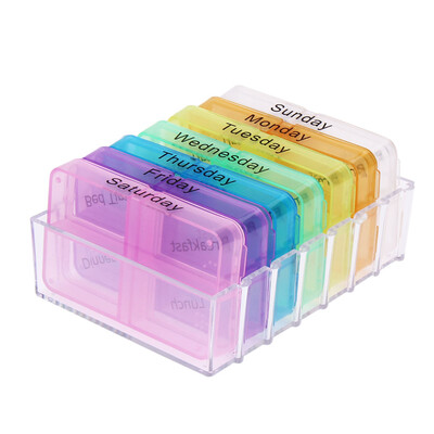 

28 Cells Weekly Medicine Health Storage Pill Box with Printed Braille