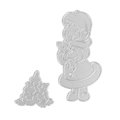 

Girl Cat DIY Metal Cutting Dies Stencils Scrapbooking Embossing Craft