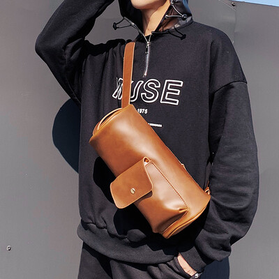 

Personality cylinder bag retro leisure men bag fashion small bag men bag chest bag back bag tide