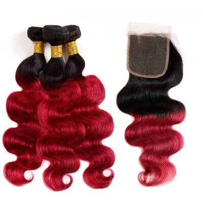 

Ishow 8A Brazilian Hair Weaves Extensions 3Bundles with Closure T1BBug Body Wave Human Hair