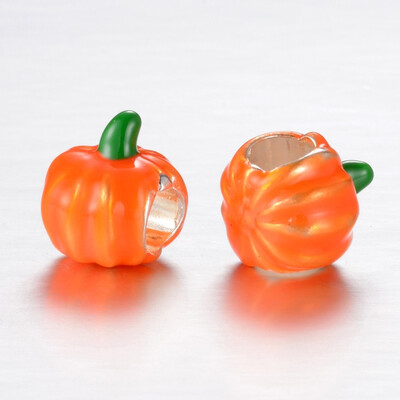 

Alloy European Beads with Enamel Large Hole Beads Pumpkin DarkOrange 115x10x11mm Hole 45mm