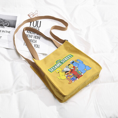 

Bag bag female 2019 new wave Korea ins Japanese students cartoon Sesame Street canvas bag Messenger bag shoulder bag