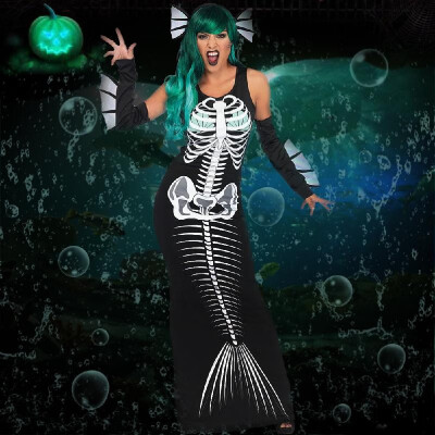 

Womens Skeleton Print Costume Halloween Women Catsuit Costume Jumpsuit Skeleton Sleeveless Tank Playsuit Night Club Cosplay Playsu
