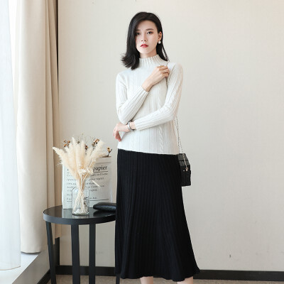 

QIANMUCHUN female half-high collar twisted cashmere sweater soft 5780