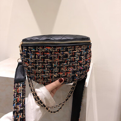 

Qiao Bani 2019 new European&American style fashion street shoot small incense wind hit color shoulder bag diagonal cross fashion handbag