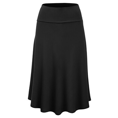 

Roseonmyhand Women Plus Size Solid Flare Hem High Waist Midi Skirt Sexy Uniform Pleated Skirt