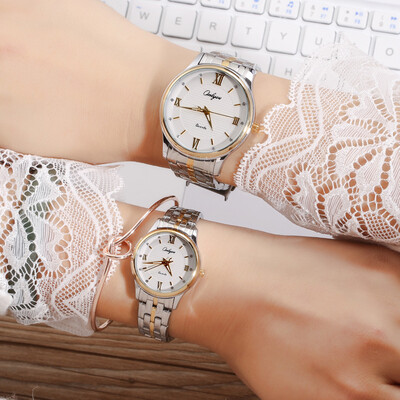 

Business casual mens steel belt watch double waterproof girl quartz watch non-mechanical watch couple pair table