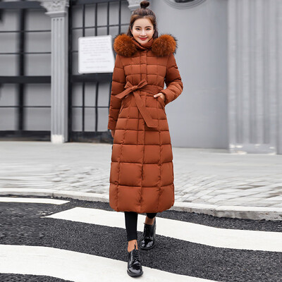 

Roseonmyhand Women Outerwear Fur Hooded Coat Long Cotton-padded Jackets Pocket Coats