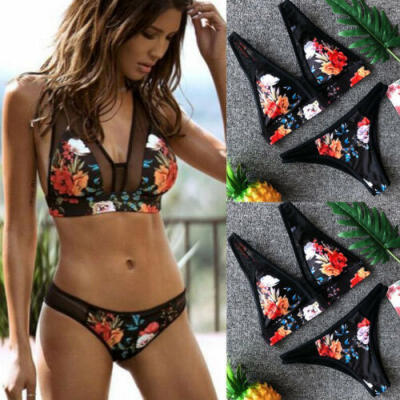 

Women Lace Flower Swimwear Push up Bikini Swimsuit two pieces Beach Bathing set