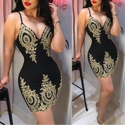 

Womens Spaghetti Bandage Bodycon Evening Party Cocktail Club Short Mini Dress