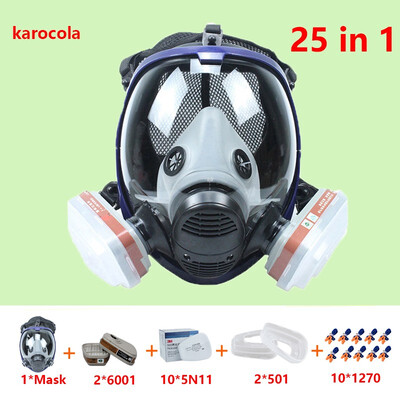 

Chemical mask 6800 25 in 1 6001 Gas Mask acid dust Respirator Paint Pesticide Spray Silicone filter Laboratory cartridge weldin