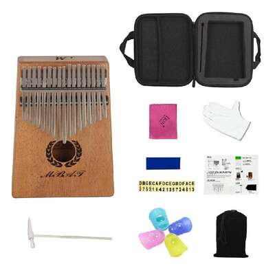 

Portable 17-key Kalimba Thumb Piano Mbira Mahogany Wood with Storage Case Carry Bag Stickers Tuning Hammer Cleaning Cloth Finger