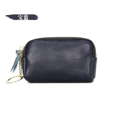 

2019 new European&American first layer leather simple fashion mini coin purse double zipper leather clutch bag key bag