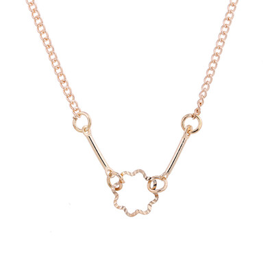

New Gold-color Bones Rose Flower Shaped Alloy Clavicle Pendant Short Necklace