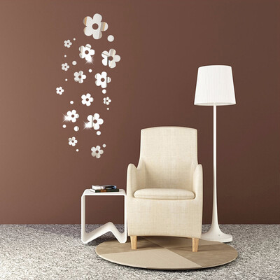 

〖Follure〗3D Flower Mirror Wall Sticker Home Decoration Room Decal Mural Art DIY Hot Black