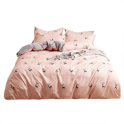 

4pcs Bedding Set Deer Printing Quilt Duvet Cover Flat Bed Sheet Pillowcase