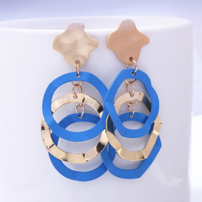 

EK439 Korean Style Gold Color Multi-layer Round Big Circle Earrings for Women Fashion Hyperbole Retro Simple Wild Party Earrings