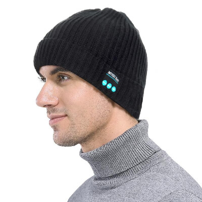 

Wireless BT Smart Men Women Musical Pure Simple Knitted Headphone Speaker Hat Over Ear Headset Earphone Hands Free for Running Ski