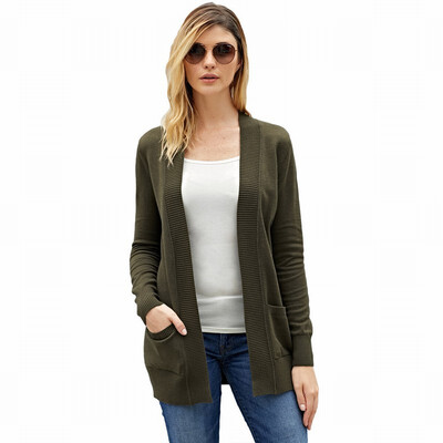 

Long sleeve cardigan sweater coat casual womens knitted sweater