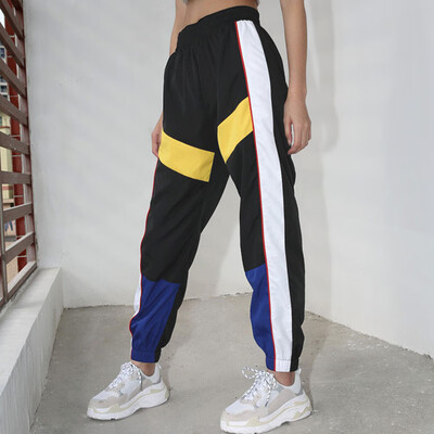 

Summer Women Splice Sweatpants High Waist Contrast Color Cargo Pants Loose Jogger Running Trousers Streetwear