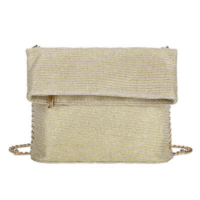 

Women Glitter Fold Metal Shoulder Bags Evening Flap Chain Messenger Clutch