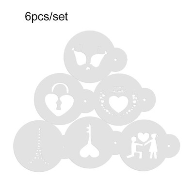 

6pcsset Cake Cookie Stencil Mold Heart Flower Words Fondant Set for Wedding Cake Side Decoration Mould Baking Pastry Spray Tool