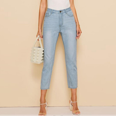 

Tailored Women Leggings Mid Waist Skinny Trousers Denim Stretchy Pencil Pants