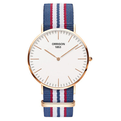 

Orissom European&American fashionable men nylon belt quartz thin sports outdoor canvas watch
