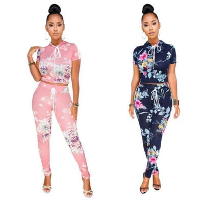 

Sport Women Hoddies Casual Outfit New Fashion Long Sleeved Floral Printed Outwear Dark-bule&Pink