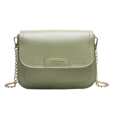 

Letter Print Shoulder Bag PU Leather Women Chain Crossbody Saddle Bags