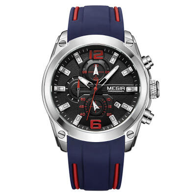 

MEGIR 2063 Watch Men Waterproof Chronograph Calendar Military Male Clock Sport Wristwatch