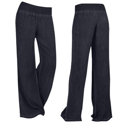 

Tailored Women Casual High Waist Elasticity Denim Wide Leg Palazzo Pants Jeans Trousers