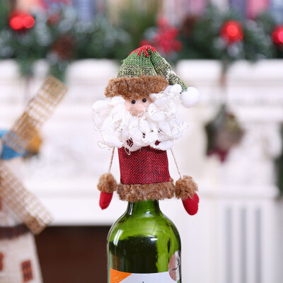 

Toponeto Christmas Decoration Wine Bottle Cover Set Santa Doll Family Dinner Decor A