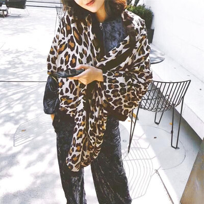 

Fashion Women Leopard Print Shawl Scarf Autumn Winter Wraparound Pashmina Muslim Hijab Snood