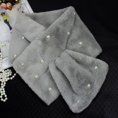 

2018 autumn&winter new pearl hair scarf warm simple simple wild lady imitation rabbit fur collar