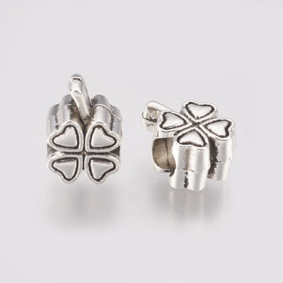 

Alloy European Beads Large Hole Beads Clover Antique Silver 13x9x7mm Hole 5mm