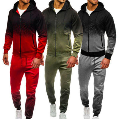 

Men Tracksuit Set Hoodies Zipper Sweatshirt Casual Pants Jogger Sportswear Suit