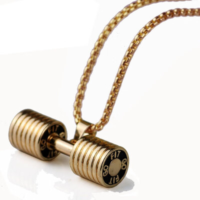 

YISHIZHIAI Stainless Steel Barbell Pendant Titanium Steel Dumbbell Necklace 4264