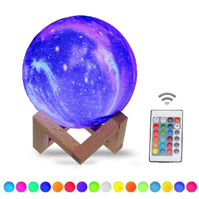 

10cm394in 3D Printing Star Moon Lamp USB Led Moon Shaped Table Night Light with Base 16 Colors Changing Touch&Remote Control