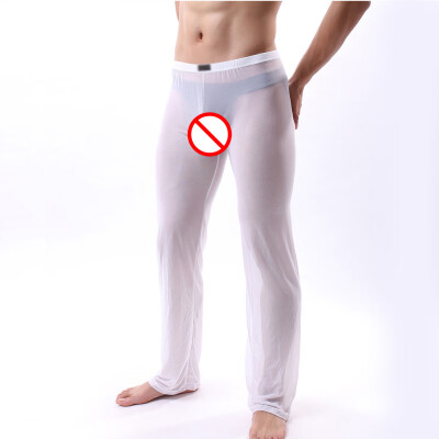 

Mens Pants Trousers See Through Home Pajama Clubwear Thin Lingerie Transparent