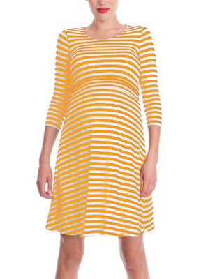

Pure Cotton Striped Maternity Lactation Pajamas Dress
