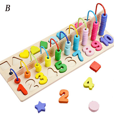 

Gotoamei Wooden Childrens Beads Number Graphical Puzzle Jigsaw Educational Toy For Kids