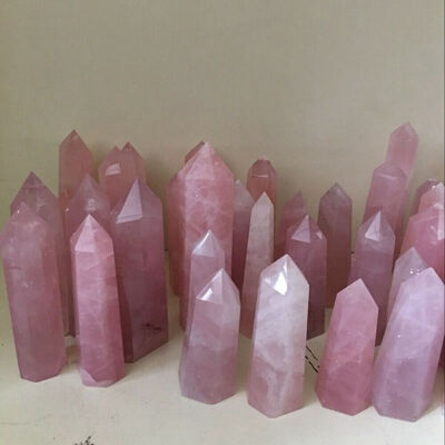 

40-100mm Natural Rock Pink Rose Quartz Crystal Wand Point Healing Mineral Stone