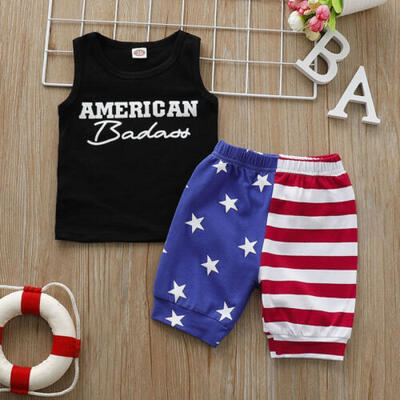 

4th of July Clothes Toddler Kids Baby Boy Vest TopsUSA Flag Shorts Outfits YIN