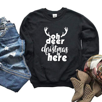 

Gobestart Women Christmas Letter Printed Long Sleeve Pullover Sweatshirt Tops Blouse