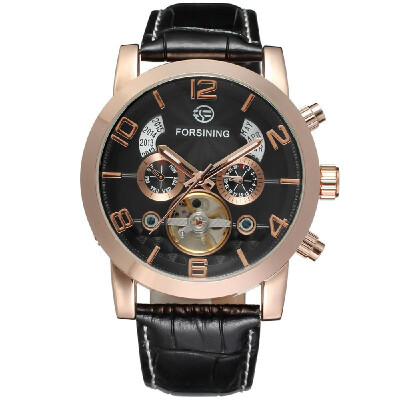 

Forsining Fashion Mens Watches Leather Band Noctilucent Mechanical Movement Waterproof Sports Business Analog Dial Wrist Watch fo