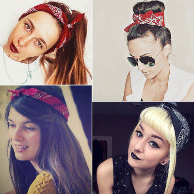 

Vintage Women Men Square Scarf Kerchief Retro Print Multi-Colors Headband Boho Scarves