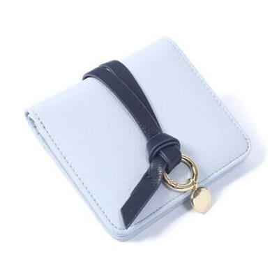 

Short Wallet Korean Style Fashion Mini PU Leather Womens Wallet Small Card Holder Coin Purse With Strap Ring For Girls