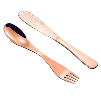 

Toponeto Set Stainless Steel Cutlery Gold Plated Dinnerware Creative function Knife Fork