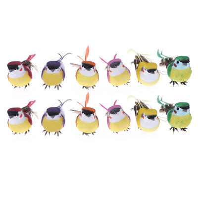 

12pcs DIY Artificial Foam Feather Simulation Colorful Craft Birds Bundled